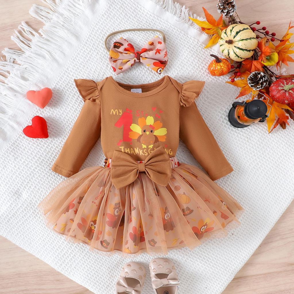 Infant Toddler Long-Sleeve Romper & Skirt Set