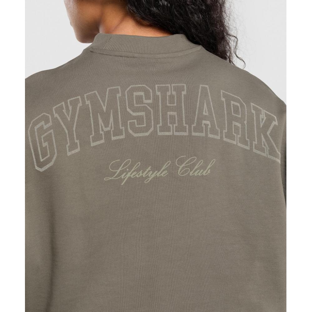 Gymshark Collegiate Sweatshirt Camo Brown B2b1z Nby9