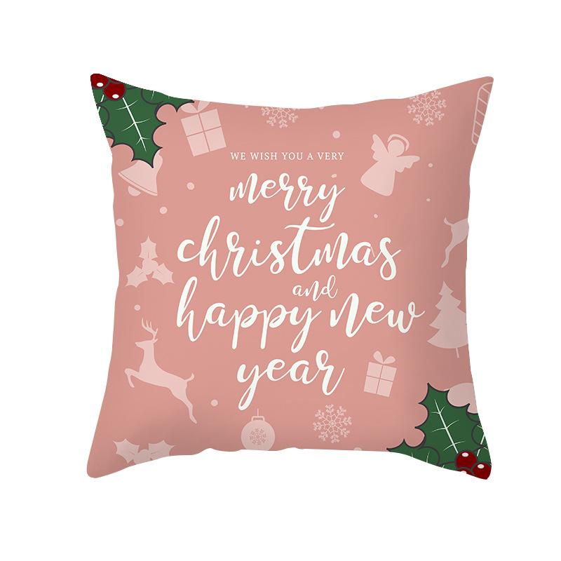 Christmas Pillow Case Wish Cartoon Print Peach Skin Christmas Pillow Home Sofa Cushion