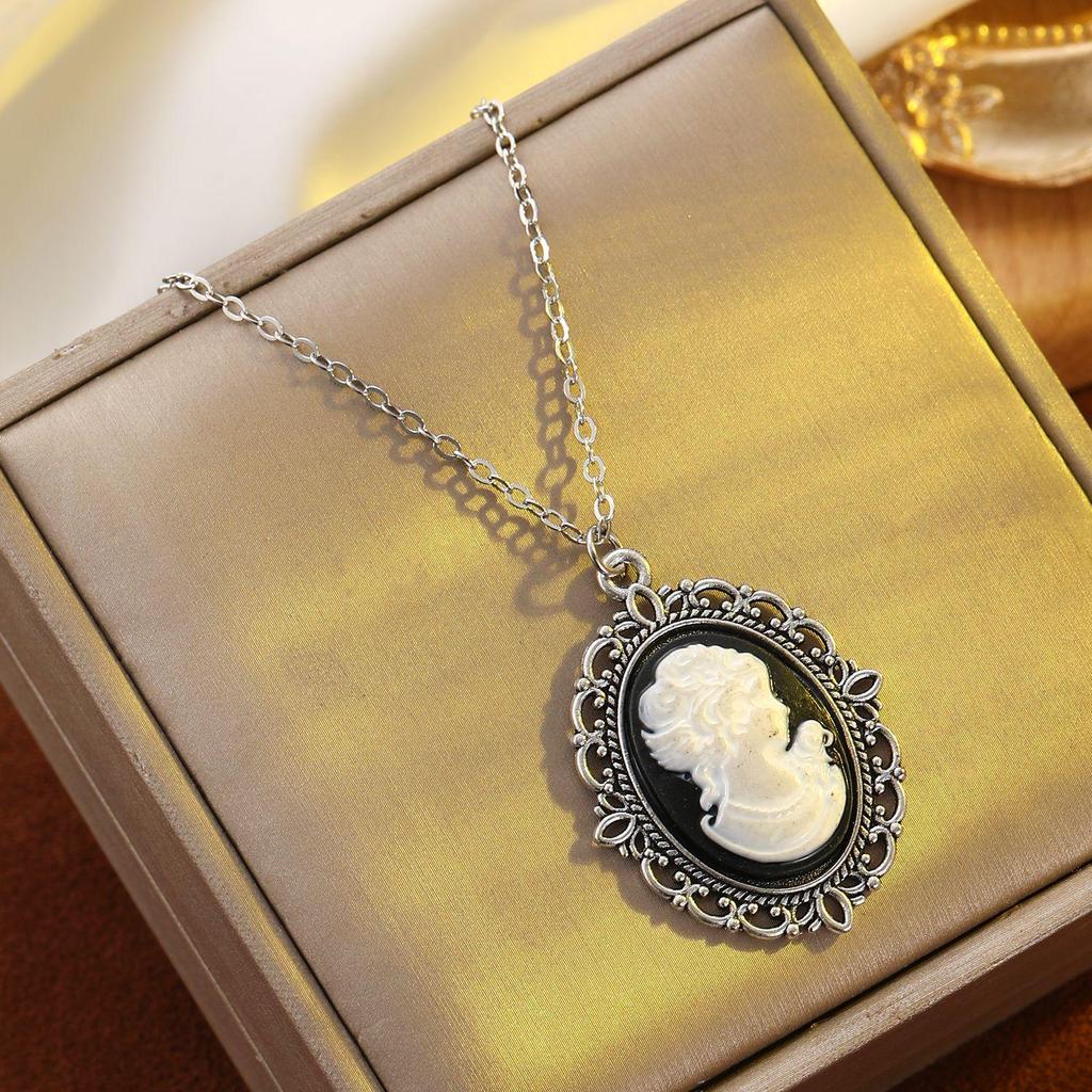 Vintage Cameo Anhänger Halskette & Ohrringe Set für Damen
