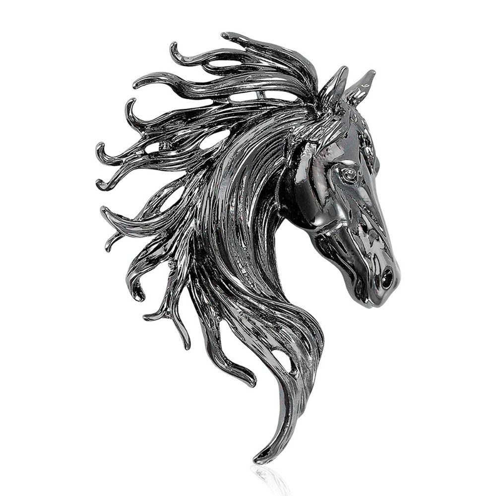 Luxury Horse Head Brooches Glossy Metal Badge Pin Classic Zodiac Animal Pins  New Year Gifts