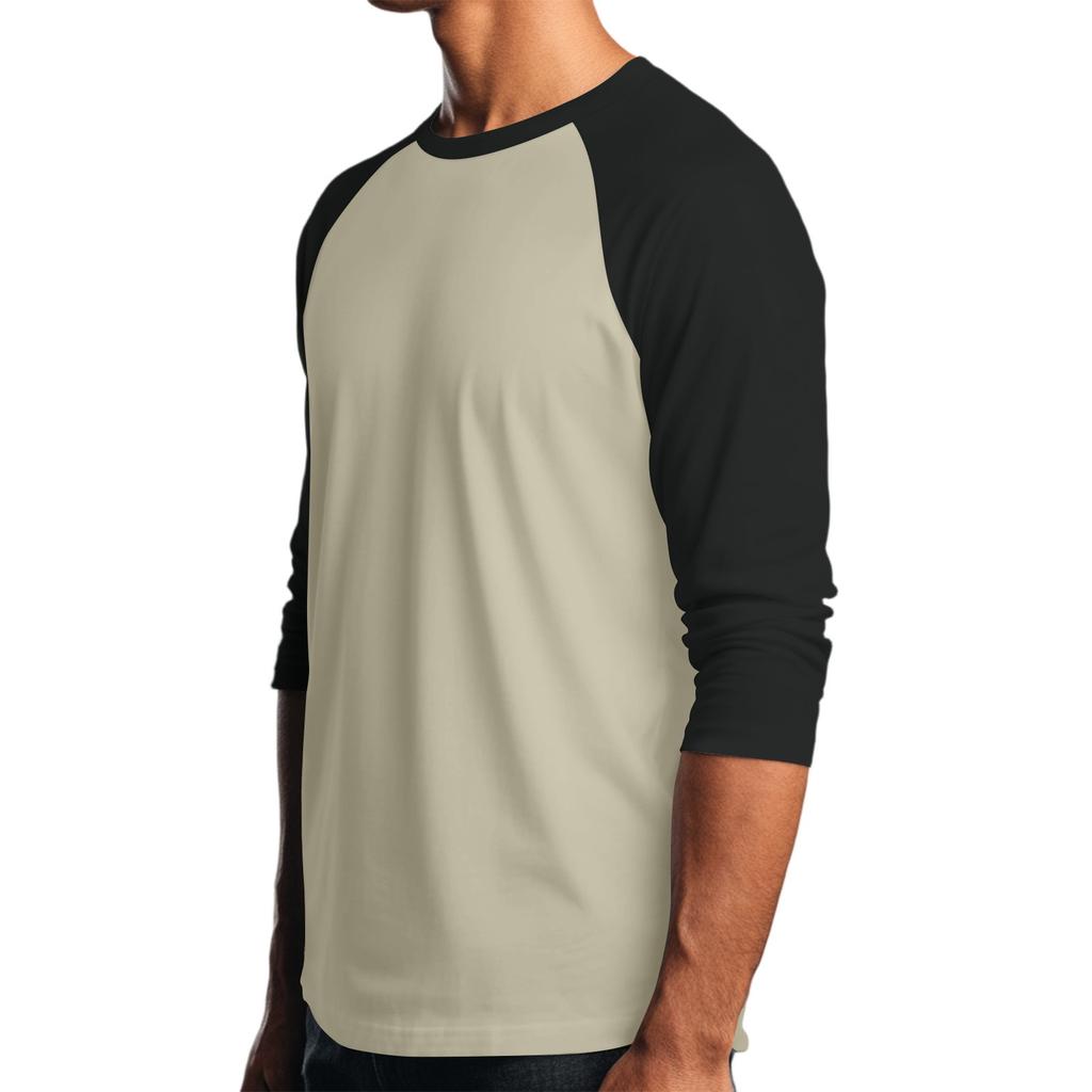 Men's Round Neck Contrast Color Raglan Three-quarter Sleeve Top T-shirt