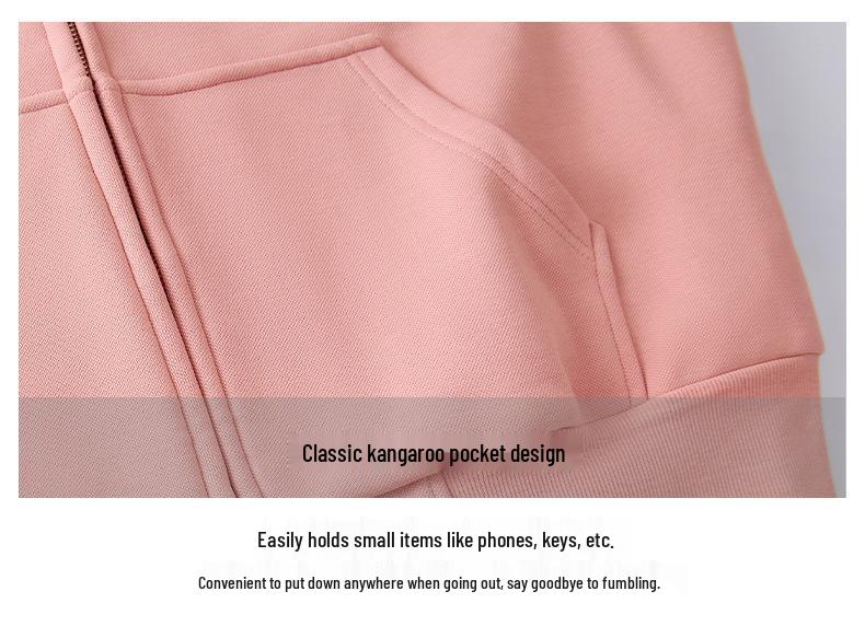 Damen Fleece-gefütterte lässige Kapuzenpullover-Jacke - Koreanischer Stil, Figurschmeichelnd, Lockerer Schnitt, Reißverschluss, Herbst/Winter 2025