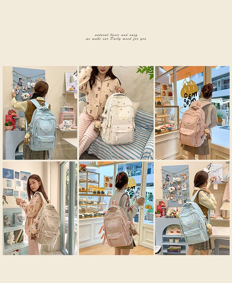 Ultralight, Large Capacity Waterproof Backpack for High School Students - Fashionable Embroidered Design