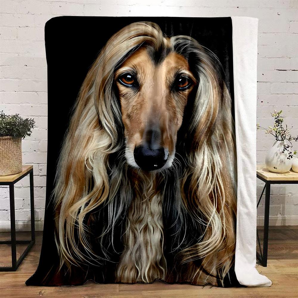 Afghan Hound Pattern Blanket Bedroom Blanket for Livingroom Couch Lunch Break Soft Throw for Friend's Festival Gift