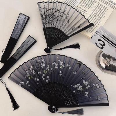 Vintage Bamboo Silk Women's Folding Fan - Portable Dance Gift
