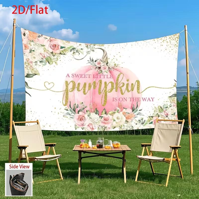 2D Aquarell Rosa Kürbis Hintergrund für Babyparty Fotoshooting Mädchen