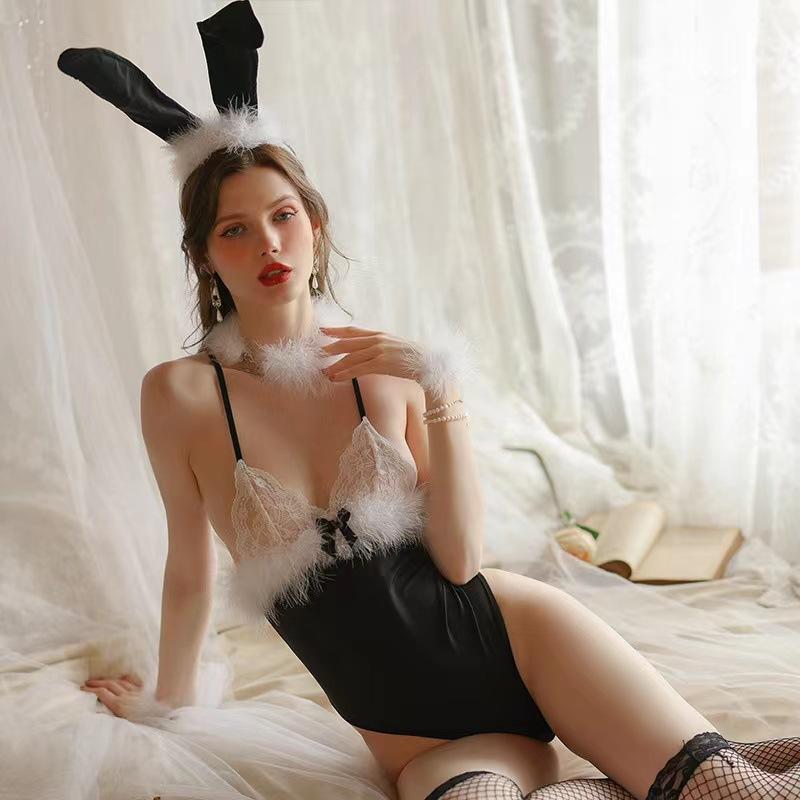 Sexy Lingerie Sexy Low-cut Bunny Uniform Seduction Open Crotch Free One-piece Rabbit Set 835