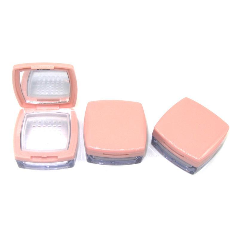 Matte Black Loose Powder Box with Mirror – 6g, Square Flip Cover, Transparent Cosmetic Container