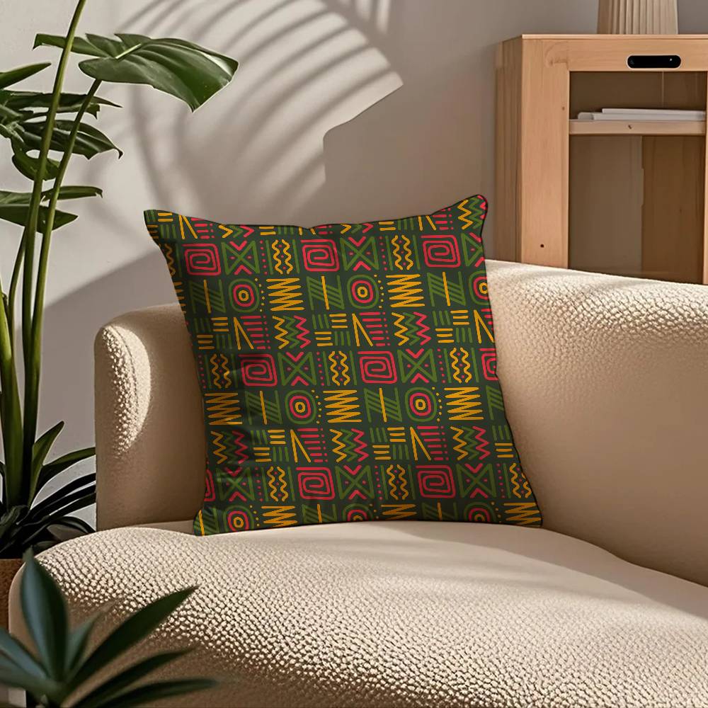 ART African Tribal Pattern Pillow Case Comfort Sofa Bed Silky Elegant Invisible Zipper Custom Decorative Cushion Cover