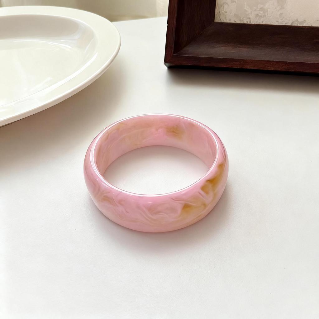 Ombre Resin Bangle: Wide Irregular Design, Vintage Minimalist Style