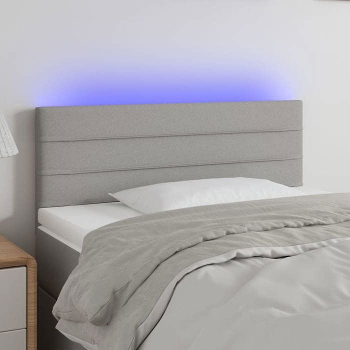 VidaXL Tête de Lit à LED Meuble de Chambre à Coucher Accessoire de Lit Simple Tête de Cadre de Lit Intérieur Gris Clair 3121734