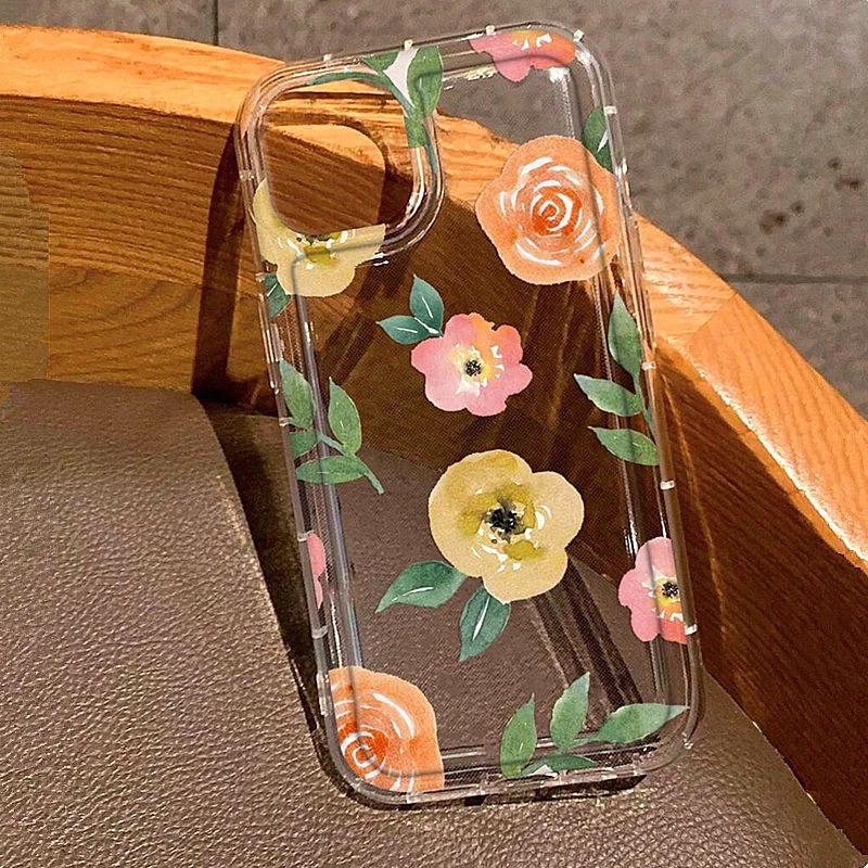 Purple Flower Printing Phone Case for Samsung S24 S23 S22 Ultra Plus S21 FE A14 A34 A15 A35 A52 A53 A54 A55 5G Soft Tpu Cover