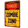 Vintage Zombie Zone Danger Tin Sign, Metal Poster Iron Wall Decor for Bar Garage Entertainment Area