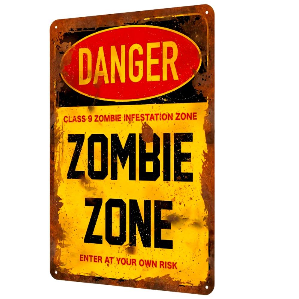 

Vintage Zombie Zone Danger Tin Sign, Metal Poster Iron Wall Decor for Bar Garage Entertainment Area 20x30cm（7.8x11.8inch）
