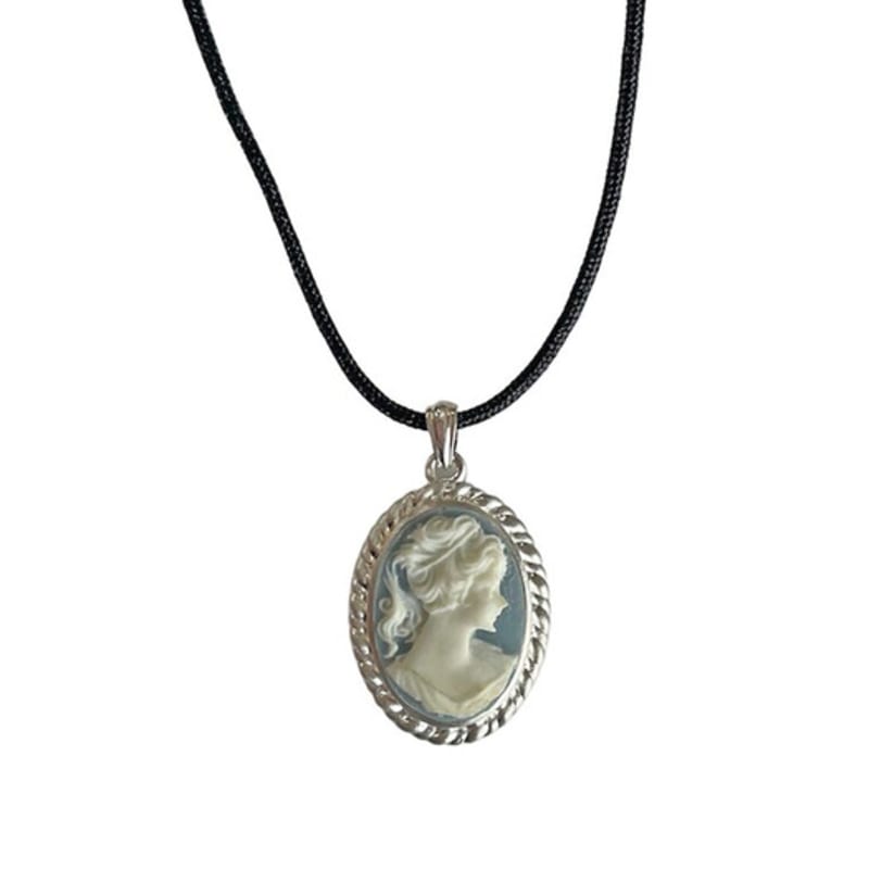 The Aperture Vintage Blue Cameo Necklace Sterling Silver (TA4196A023)