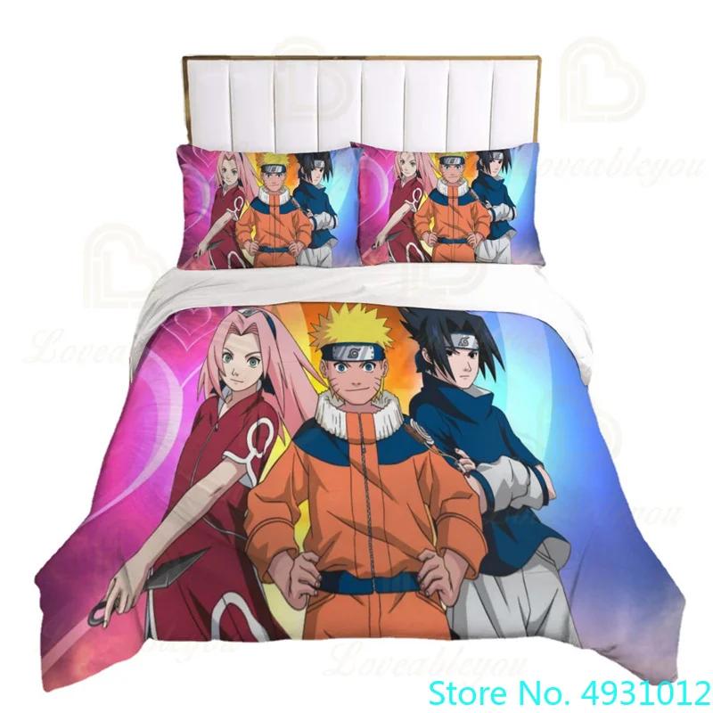 Kids Uzumaki Naruto Uchiha Sasuke Bedding Set Duvet Cover Quilt Cover Pillowcase Double King Size Bedroom Bed Cover Decoration