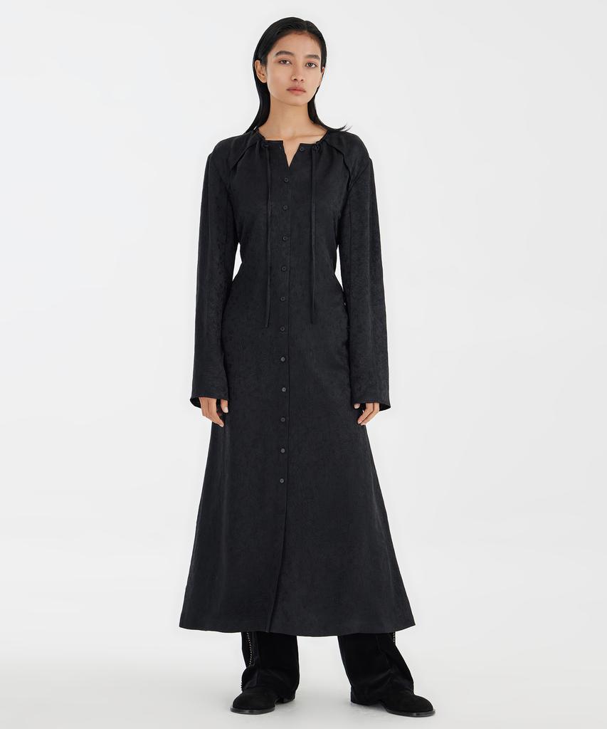 Youth Buttoned Maxi Dress - Black