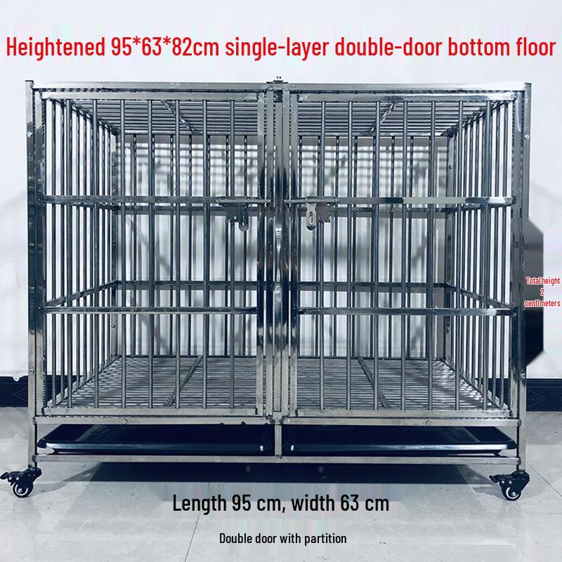 Stainless Steel Multi-Layer Dog Cage for Small to Medium Dogs - Parent-Child Design, Ideal for Pet Shops & Boarding