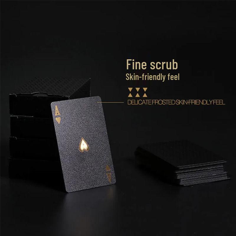 Black and Gold Waterproof PVC Plastic Playing Cards, Dou Dizhu Entertainment Game Magic Props