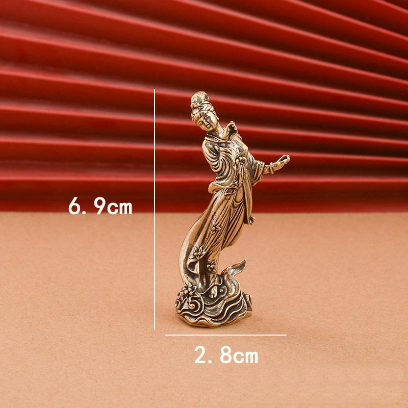 1Pc Brass Retro Beautiful Wizard Characters Figurines Brass Halloween Witch Small Statue Ornament Desktop Home Decoration Crafts