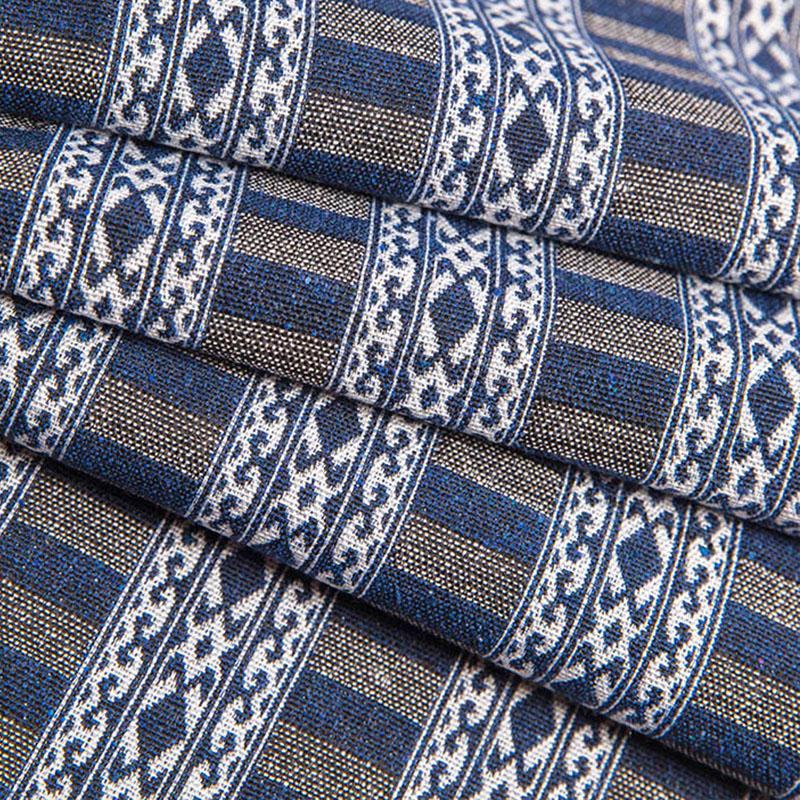 BILU Thicken Yarn Woven Polyester Cotton Linen Ethnic Jacquard Fabric for Home Textile