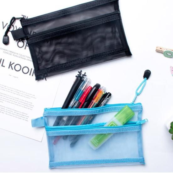 File Bag Storage Holder with Lanyard Zipper Closure Large Capacity Portable Transparent Document Storage Bag Office Supplies
