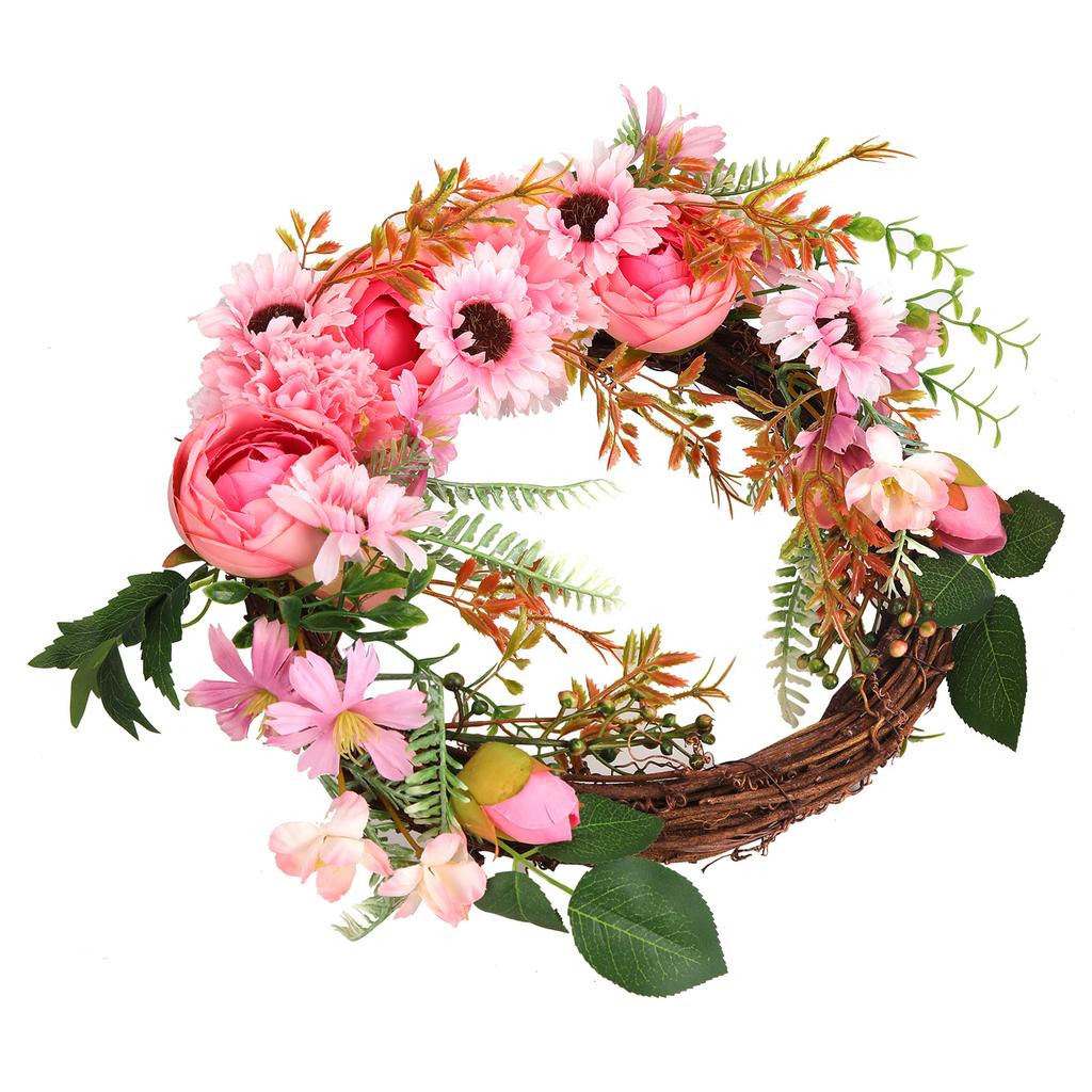 Artificial Flower Wreath Simulation Peony Door Hanging Garland Festivals Party DecorationPink