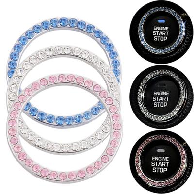Rhinestone Car Ignition Key Ornament Ring Auto Start Engine Button Decoration