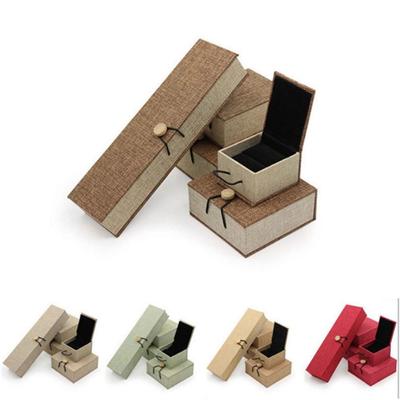 Linen Wood Jewelry Box Fleece Lining Jewelry Case Vintage Pendant Bracelet Box  Gift Giving