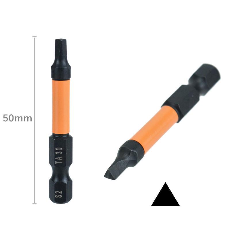 10-Piece Yellow-Phosphated Triangular Screwdriver Bit Set with 1/4" Hex Shank (TA12-30)