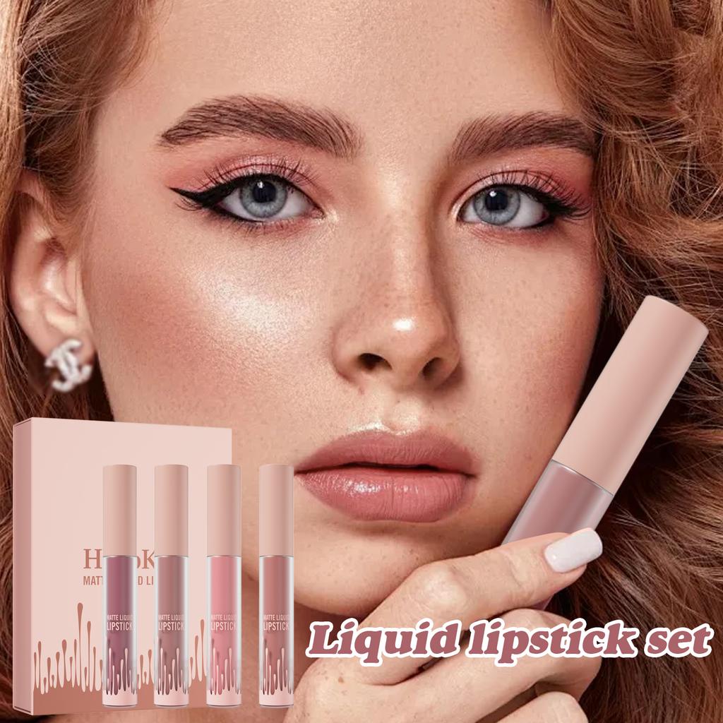 Kolekcja 4 sztuk aksamitnego matowego błyszczyka do ust Szminka Soft Mist Nie blaknąca Wodoodporna Płynna glazura