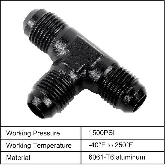 EVIL ENERGY 6AN Male Flare Tee Fitting Adapter T Union Aluminum Black