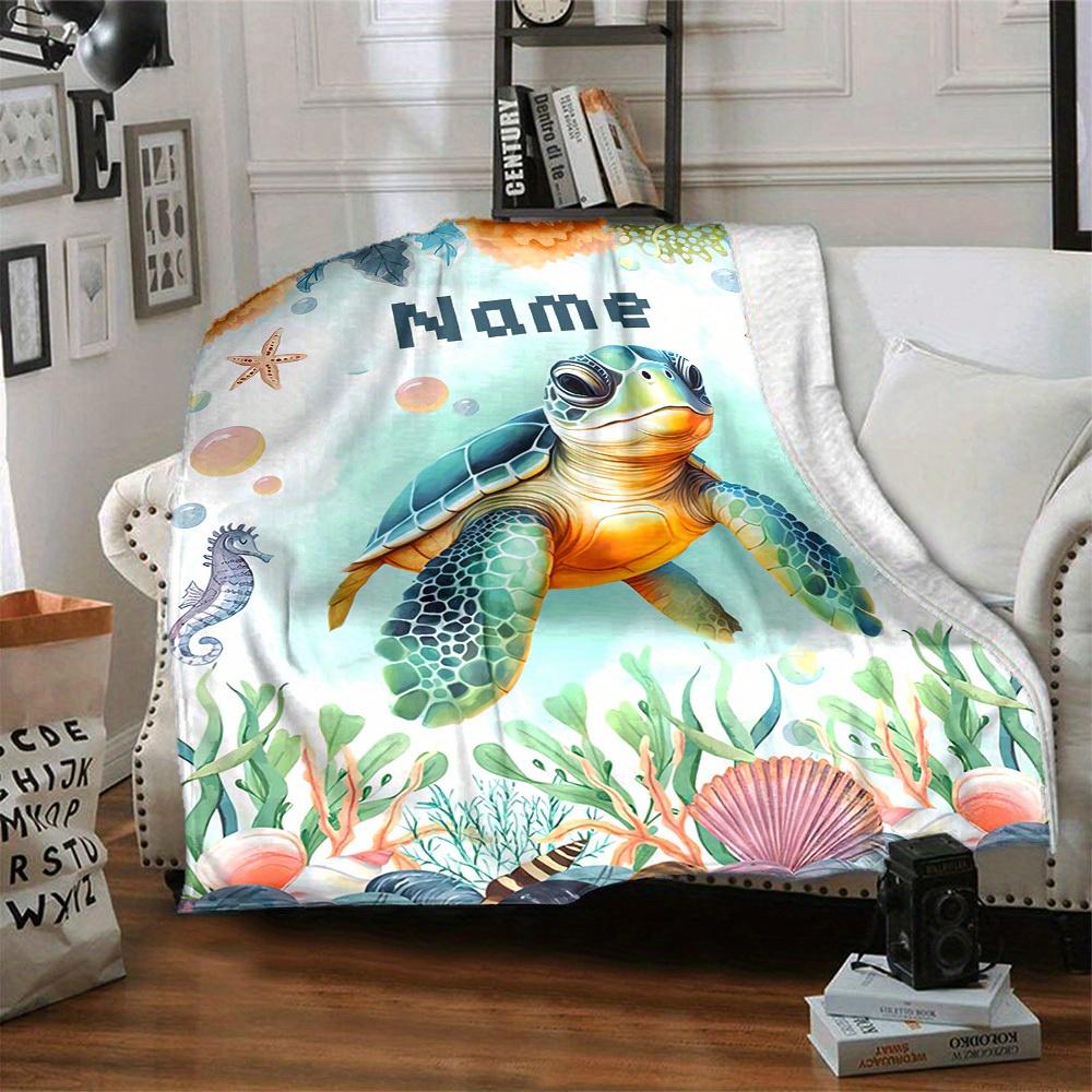 Sea Life Theme Home Customize Your Name Blankets Comfortable Soft Lightweight Allseason Multipurpose Blanket For Picnics Sofas Offices Beds Living