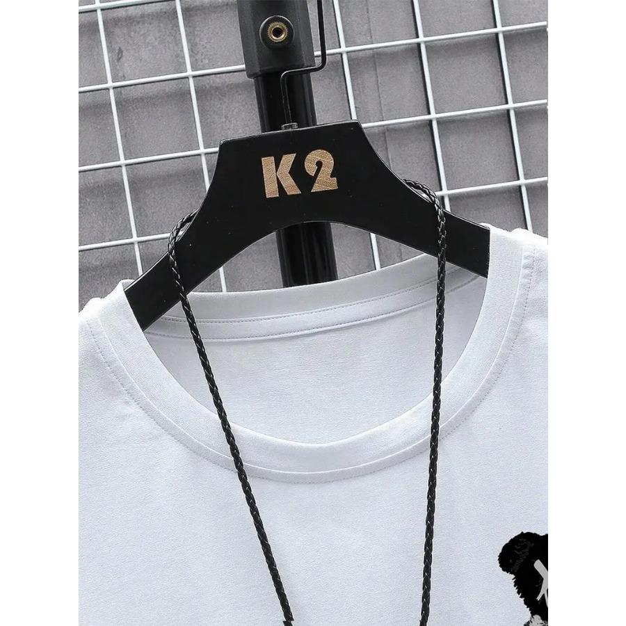 Bomull Halv en teddybjørn, halv en robotbjørn trykt herre-t-skjorte avslappet bomull sommerklær pustende topper løs mote t-skjorte