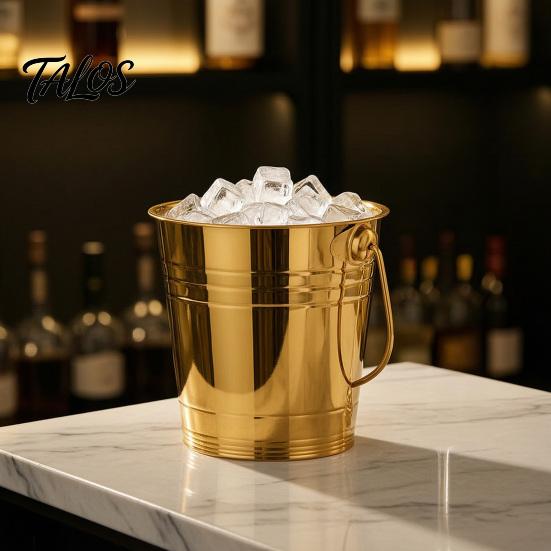 Stainless Steel Ice Bucket, with Handle Portable Beverage Tub, Mirror Polished Durable Ice Tub, for Bars Parties KTV Beverage Cooler