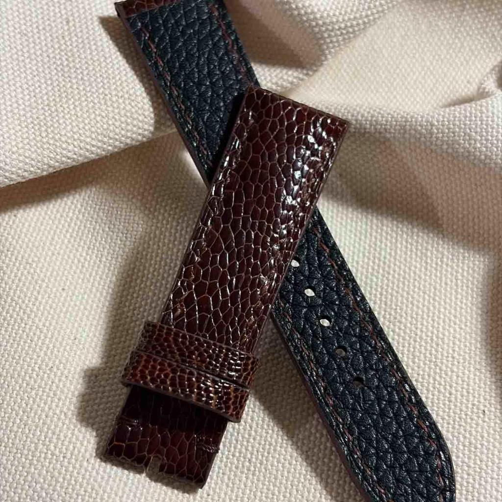 Used Ost-500 Ostrich Leather Watch Strap Brown (lug Width 21mm - Buckle Width 18mm)