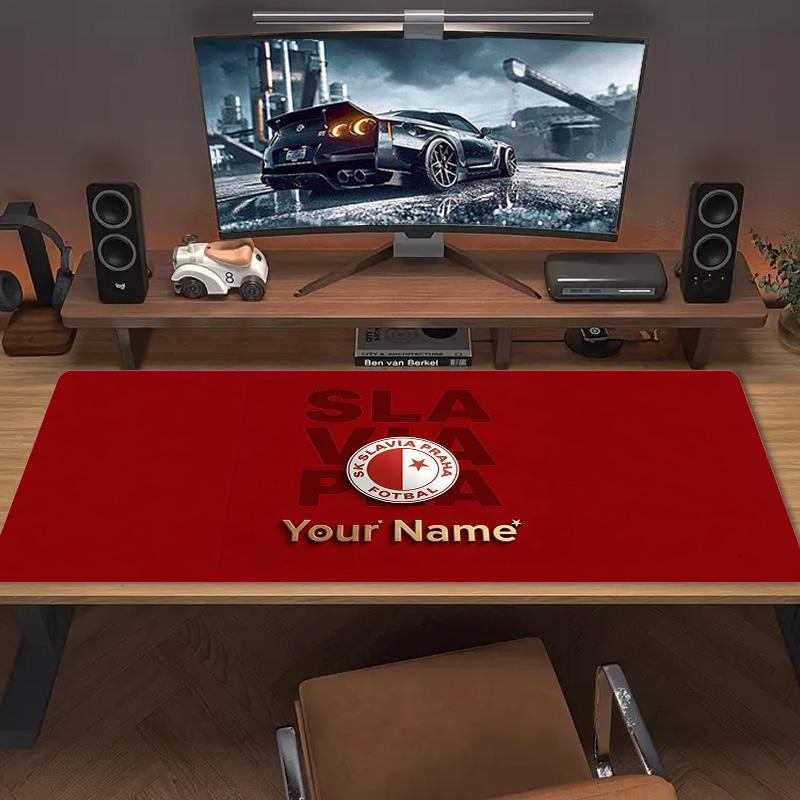 Sk Prague Slavia Custom Name Large Size Mouse Pad Large Gaming Table Cushion Non-slip Laptop Tablet Big Mousepad XXL Mat Mini PC Playmat With Lock edg