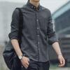 2022 Korean Style Men's Slim Striped Long-Sleeve Shirt - Casual Autumn Jacket for Middle-Aged and Young