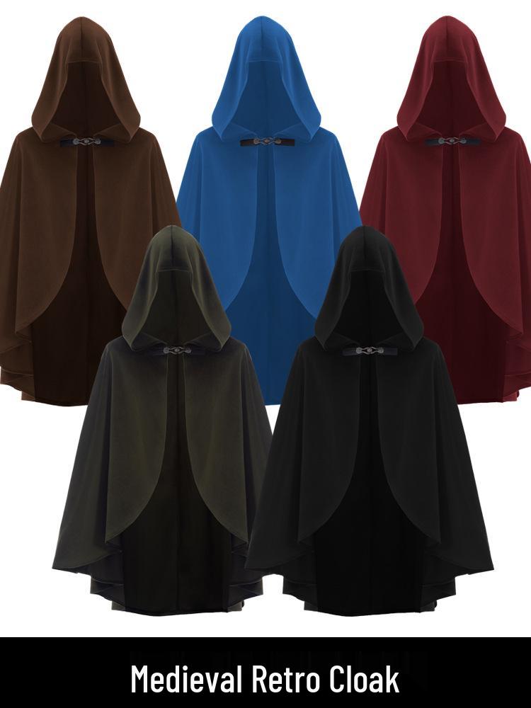 Medieval Hooded Cloak Suede Plush Cape for Halloween & Comic Con Role-Play