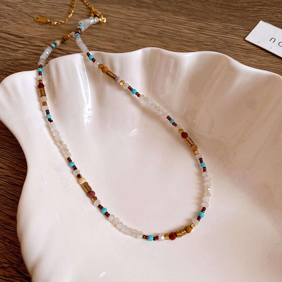 Ethnic Style Irregular Beaded Crystal Beaded Necklace Women's Clavicle Chain Holiday Style Necklace