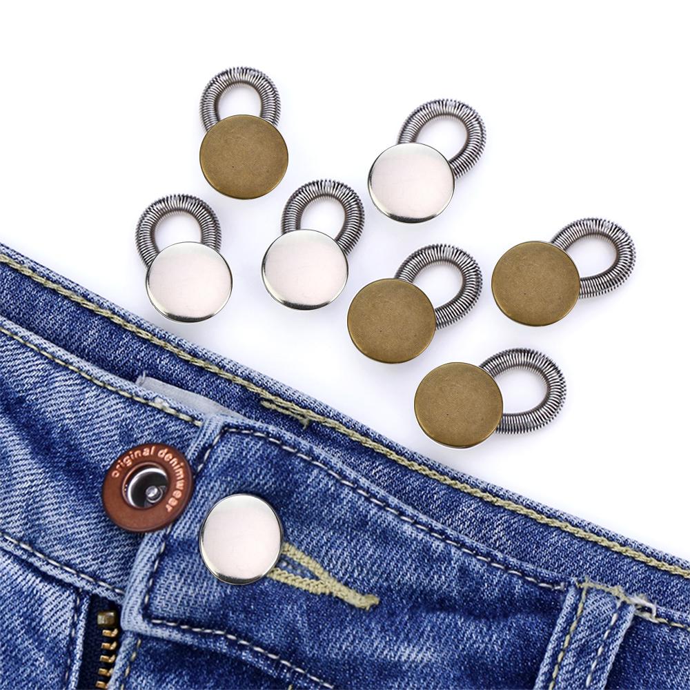 2PCS Solid Color Glossy Spring Expansion Waist Button