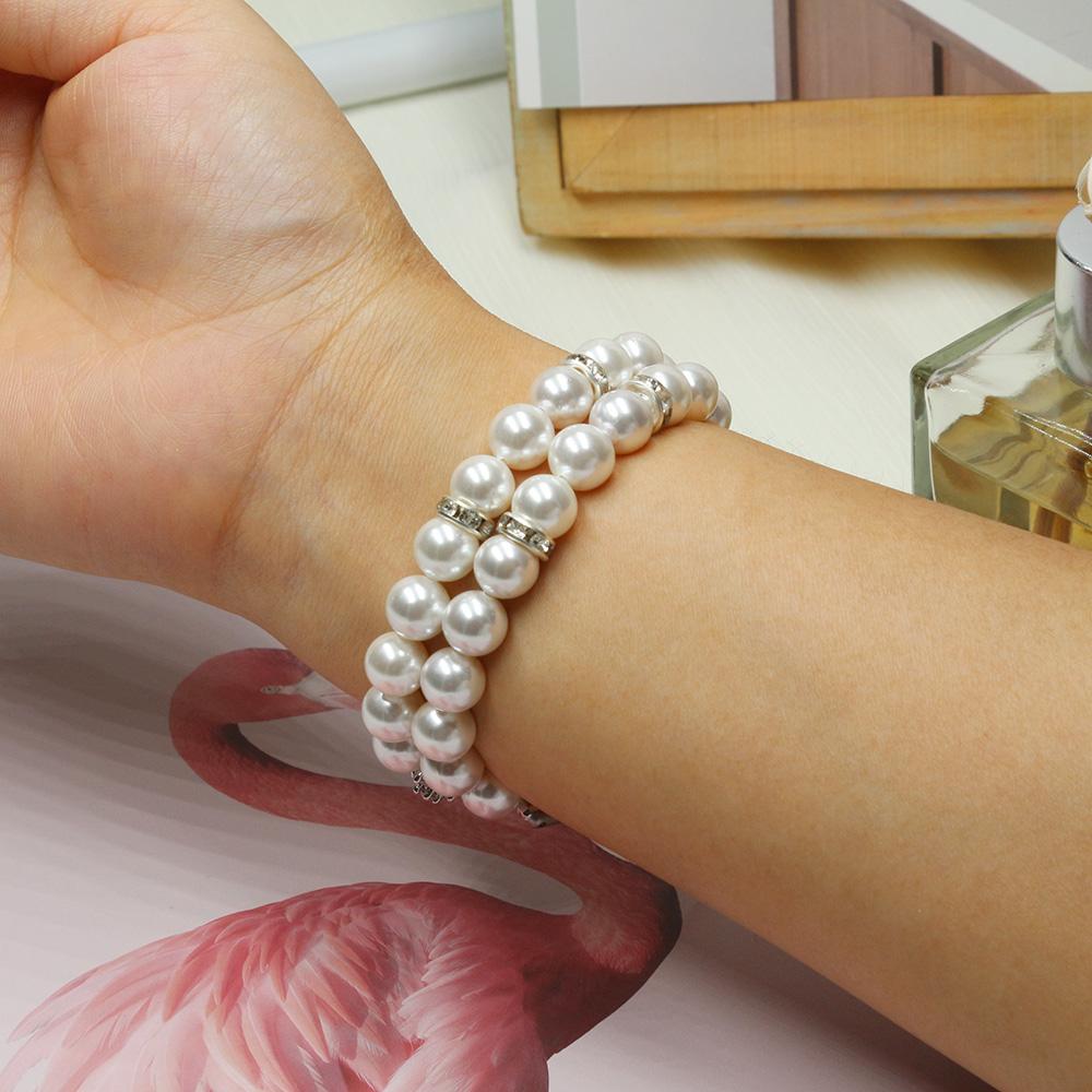 

Charge 6 Pearl Jewelry Strap for Fitbit Charge 5 4 3 3SE Band for Women Dressy Bling Bracelet Stretchy Replacement Wristband New for Charge 3 4 белый