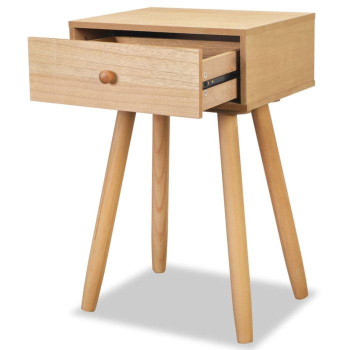 Table de chevet - VIDAXL - Bois de pin massif - Vintage - 2 tiroirs - Marron