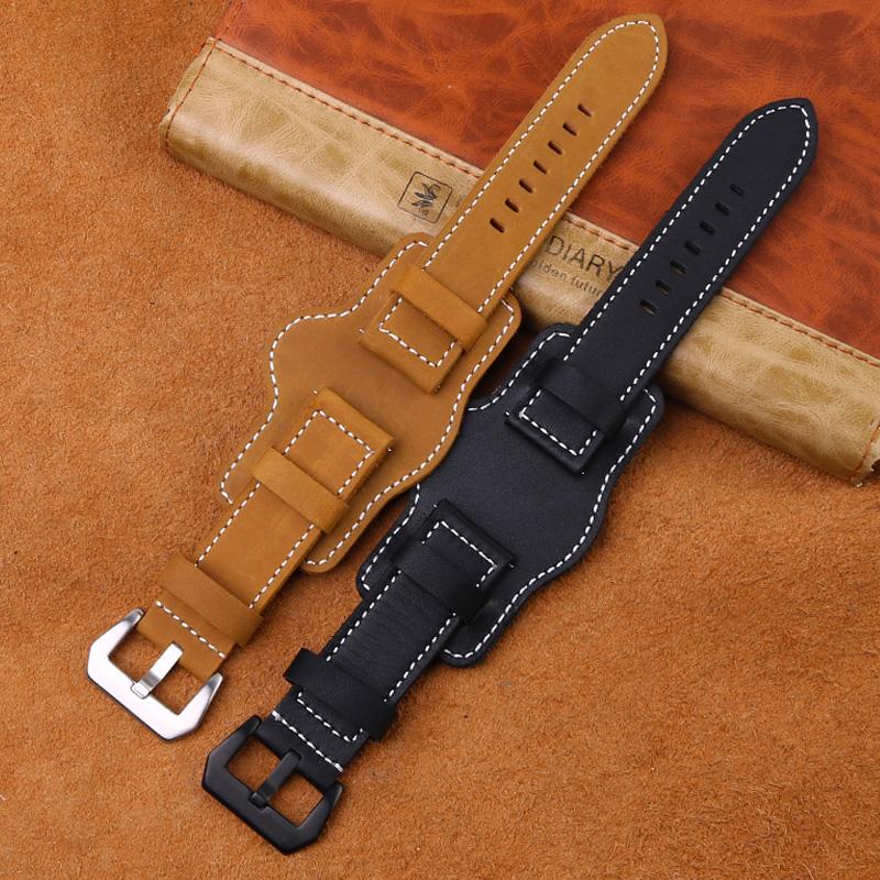 Bracelet de montre Classique POUR Panerai Cuir véritable Homme Série PAM111/441/312 Crazy Horse Ceinture boucle à aiguille 22MM 24MM 26MM