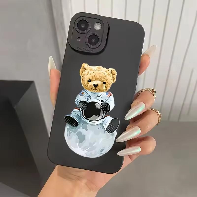 Bear Graphic Phone Case For Samsung Galaxy S25 S24 Ultra S23 FE S22 Plus S21 A54 A55 Shockproof Soft Silicone Bumper Back Cover