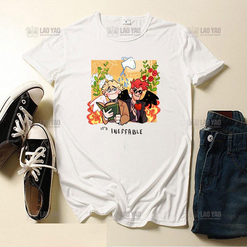 Good Omens Graphic T-Shirt Men Aziraphale Ineffable Go David Tennant Angel Amazing Woman Tees Short Sleeve T Shirt Original