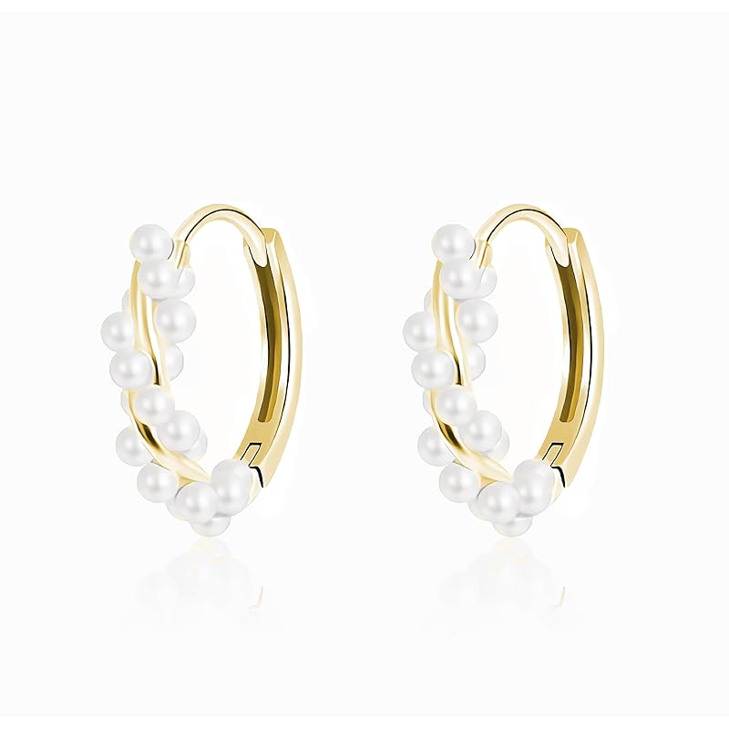 

earrings hoop ladies with pearl 14k gold plated elegant Measures against metal allergies (gold)