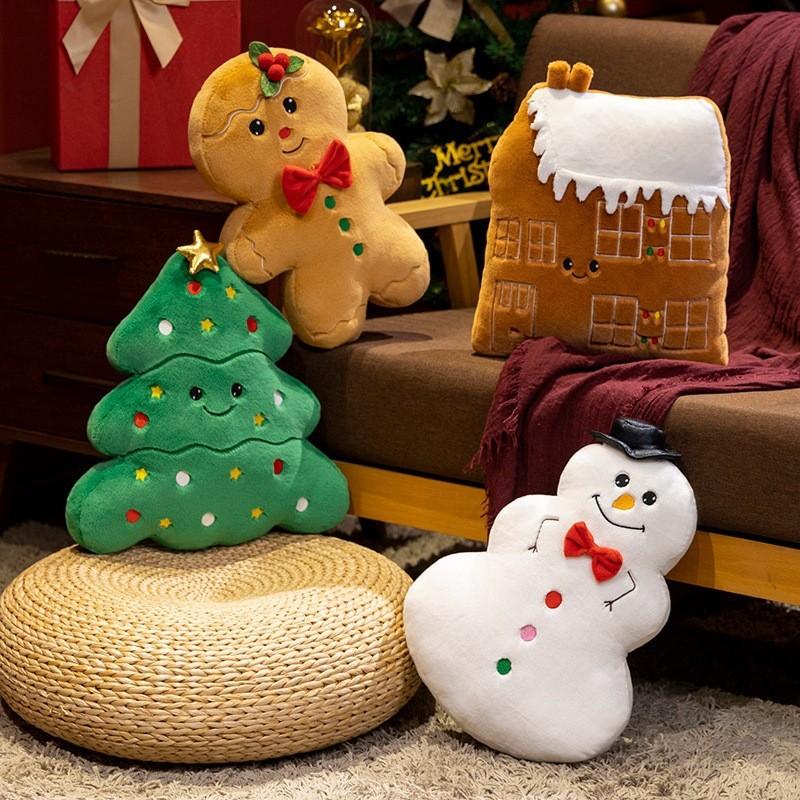 Gingerbread Man Snowman Christmas Tree Plush Daoll Pillow For Festive Home Decoration