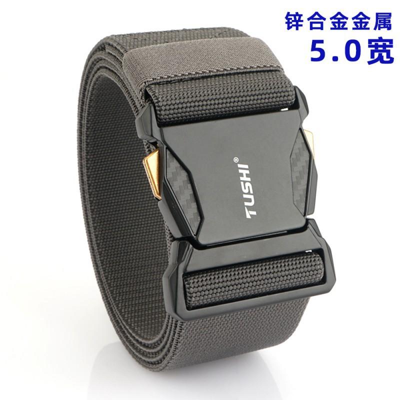 Outdoor Commuting Buckle Nylon Belt Elastic Casual Knitted Men s Pants 125cm темно-серого